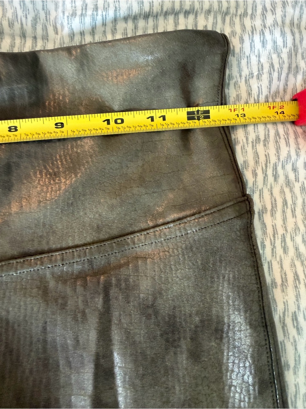 SPANX Olive Green Faux-Leather High-Waist Leggings - Picture 7 of 10